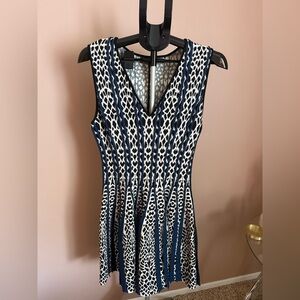 RVN Knit Black and White Patterned Dress